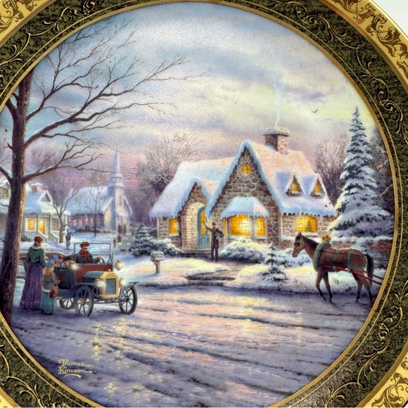 Thomas Kinkade Mrmories of Christmas /Cherished Christmas Memories Plate - Picture 6 of 9